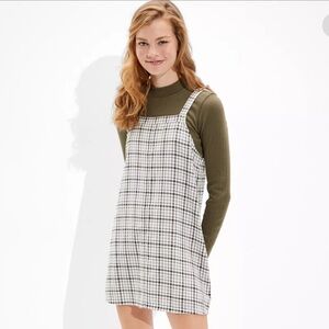 American Eagle Plaid Overall Mini Dress
